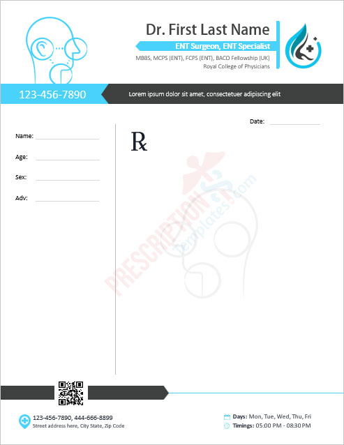 6+ Prescription Templates for Otolaryngologists (ENT Specialists)